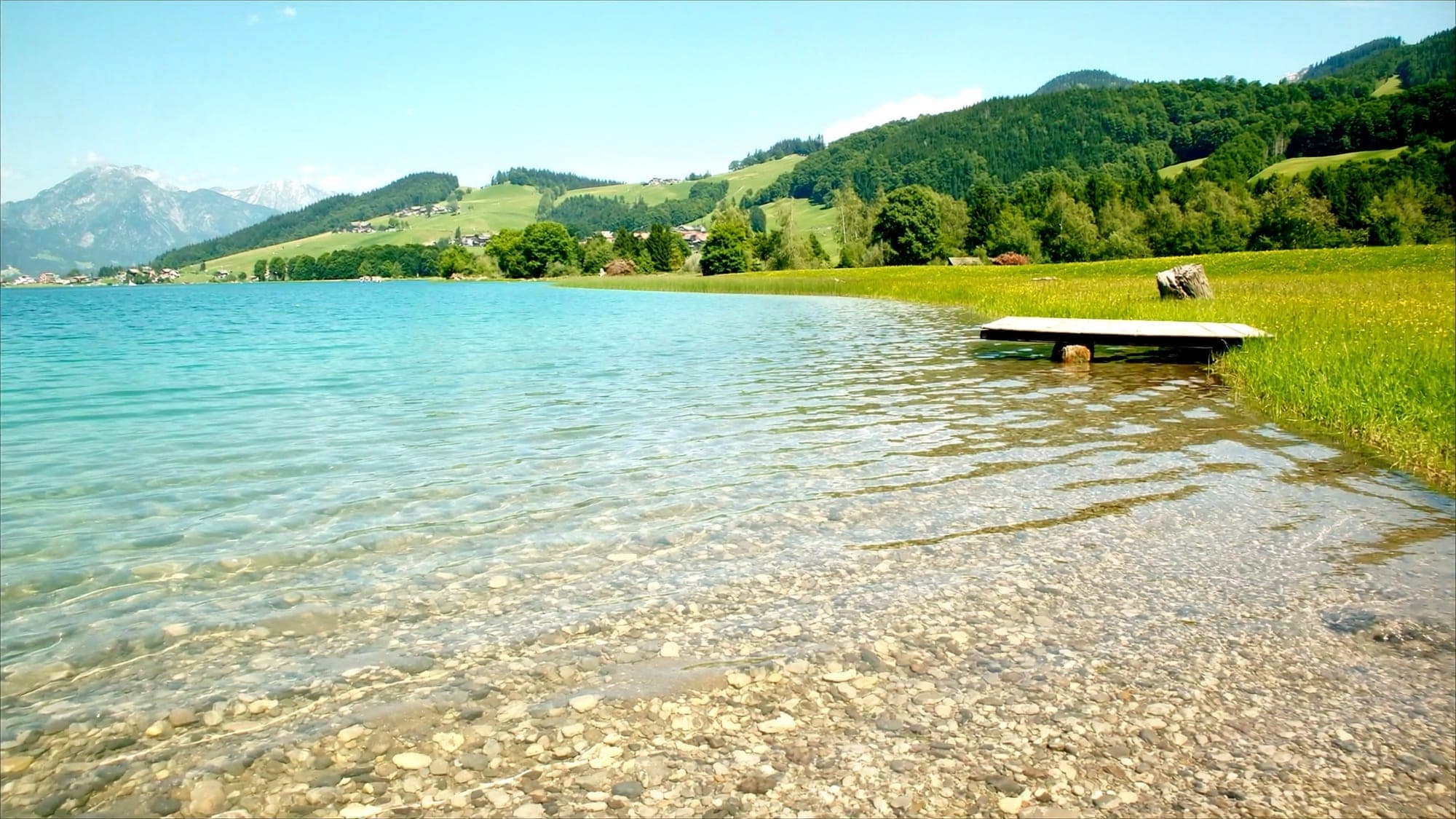 Türkisblaues Wasser am Attersee im Sommer